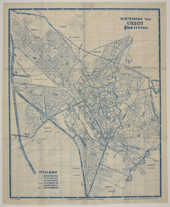 217091 Plattegrond van de stad Utrecht, met aansluitende delen van de gemeenten Zuilen en Maartensdijk.